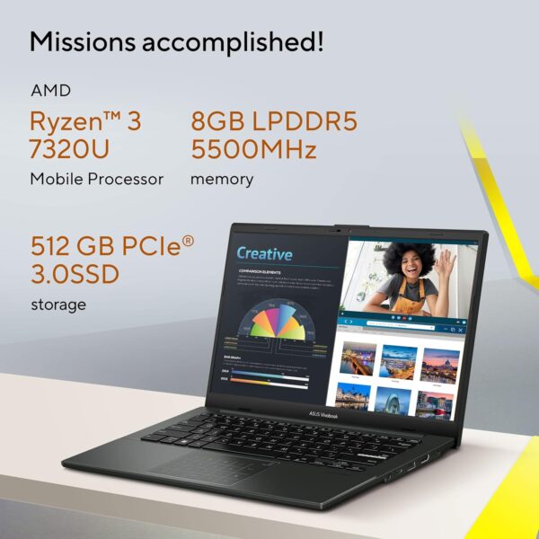 ASUS Vivobook Go 14 | Ryzen 3 7320U | 14" FHD | 8GB RAM | 512GB SSD | Win 11 | Office 2021 | 1.38 kg - Image 2