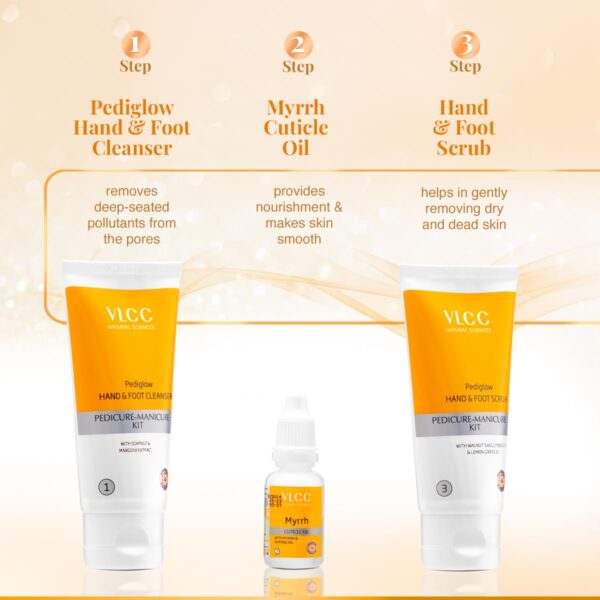 VLCC Pedicure-Manicure Kit | Removes Dirt, Dead Skin | Softens & Nourishes Hands & Feet | 150g + 60ml. - Image 5