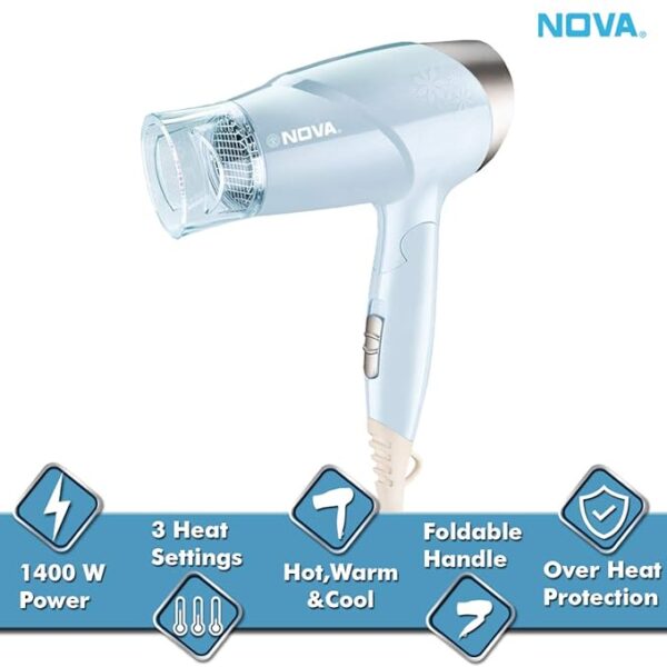 Nova NHP 8203 1400 W Hot & Cold Hair Dryer - Image 2