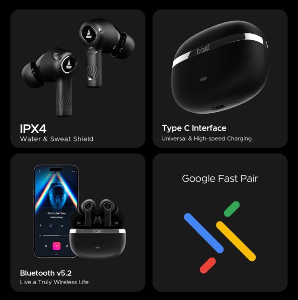 boAt Nirvana Ion TWS Earbuds: 120H Playback, Dual EQ, 4 Mics, App Support, IPX4 (Charcoal Black) - Image 6