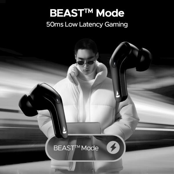 boAt Airdopes 311 Pro TWS Earbuds, 50H Playtime, Dual Mics, Low Latency, ASAP Charge, IPX4 (Black) - Image 5