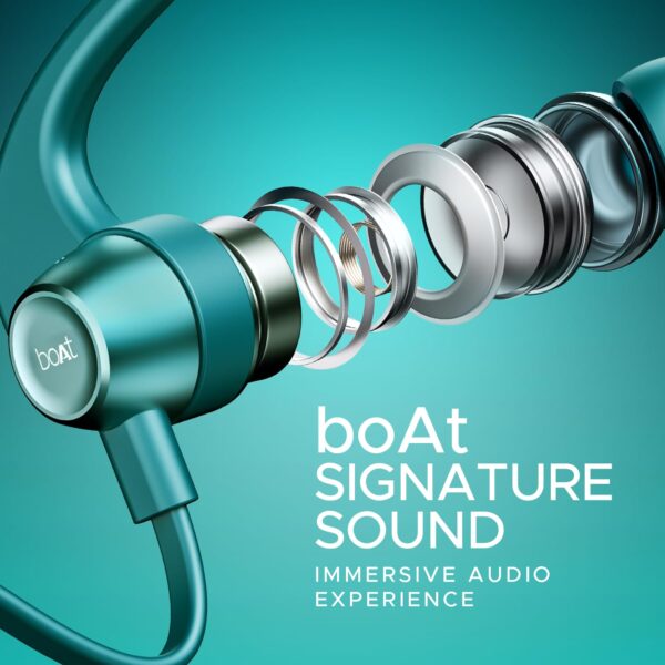 boAt Rockerz 255 Pro+ Neckband | 60H Playback, ASAP Charge, Dual Pairing, IPX7, BT v5.2, Hearables App (Teal Green) - Image 5